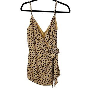 Forever 21 Leopard Print Wrap Romper Brown & Black Size Small